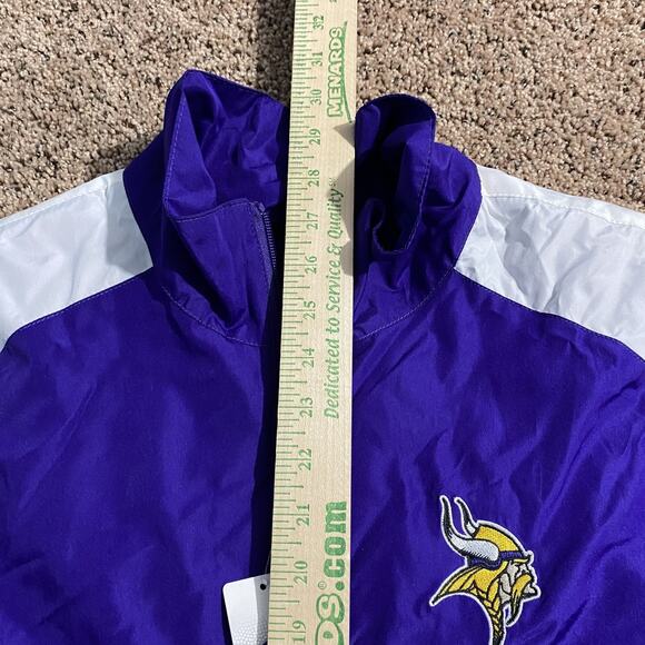 Minnesota Vikings Jacket Mens Large Purple Gray NFL Football Windbreaker Reebok - Picture 8 of 9